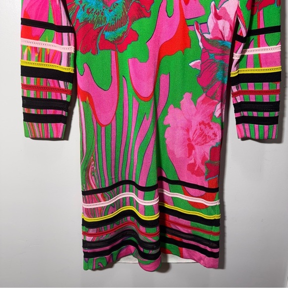 Roberto Cavalli Printed Scoop Neck Long Sleeve Mini Dress Size 44/ Size 8 - Picture 5 of 16